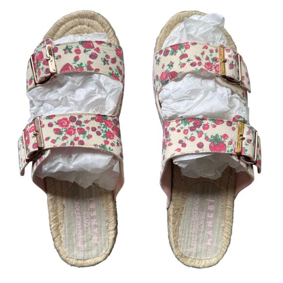 LoveShackFancy x Manebi Nordic Espadrille Slide Sandal Strawberry Print Size 9.5 - Picture 8 of 10
